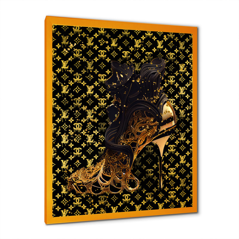 Luxury Brand Stiletto Design - reproduction sur toile, Impression dorée sur toile encadrée, H 40 po x l 30 po x P 1,5 po