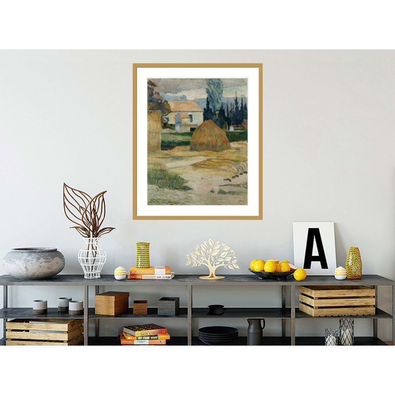 «Landscape Near Arles» par Paul Gauguin - Estampe numérique encadrée, H 40,36 po x l 33,5 po