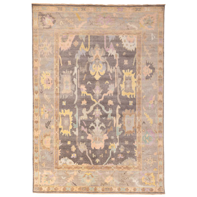 Modern Oushak Charcoal Rug 9'10" x 13'10"