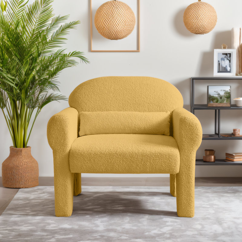 Fauteuil d'appoint à accoudoirs avec coussin lombaire, Jaune