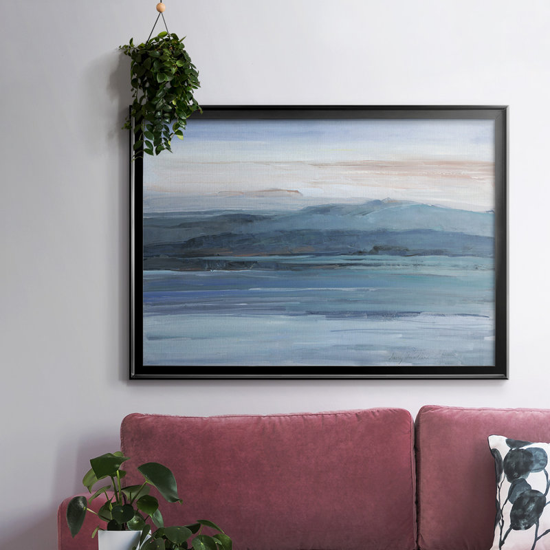 Across The Lake-Framed Gallery Wrapped Canvas, 14" H x 20" W x 1.5" D, Black