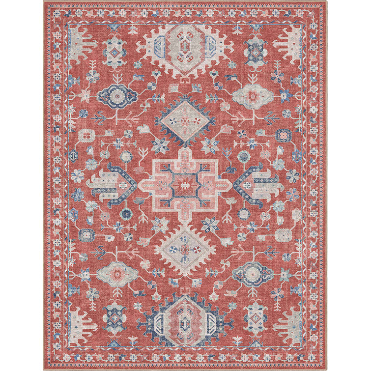 Bungalow Rose Aylena Crimson Medallion Floral Red Area Rug