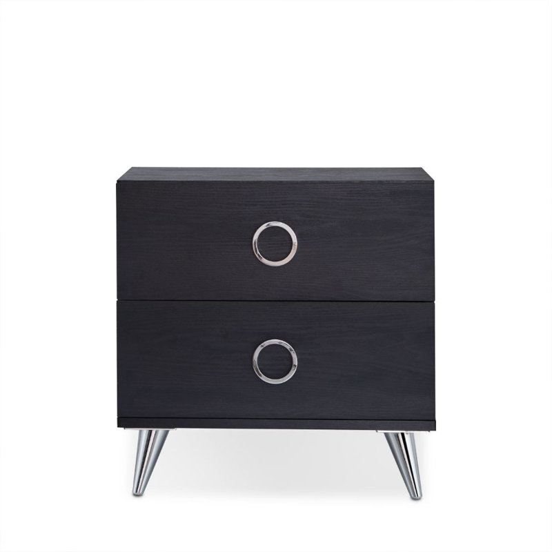 Herricks 2-Drawer Rectangular Nightstand, Black