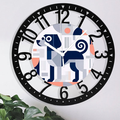 10" Round Iron Wall Clock with Silent Quartz Movement, Arabic Numerals, UV-Printed Design