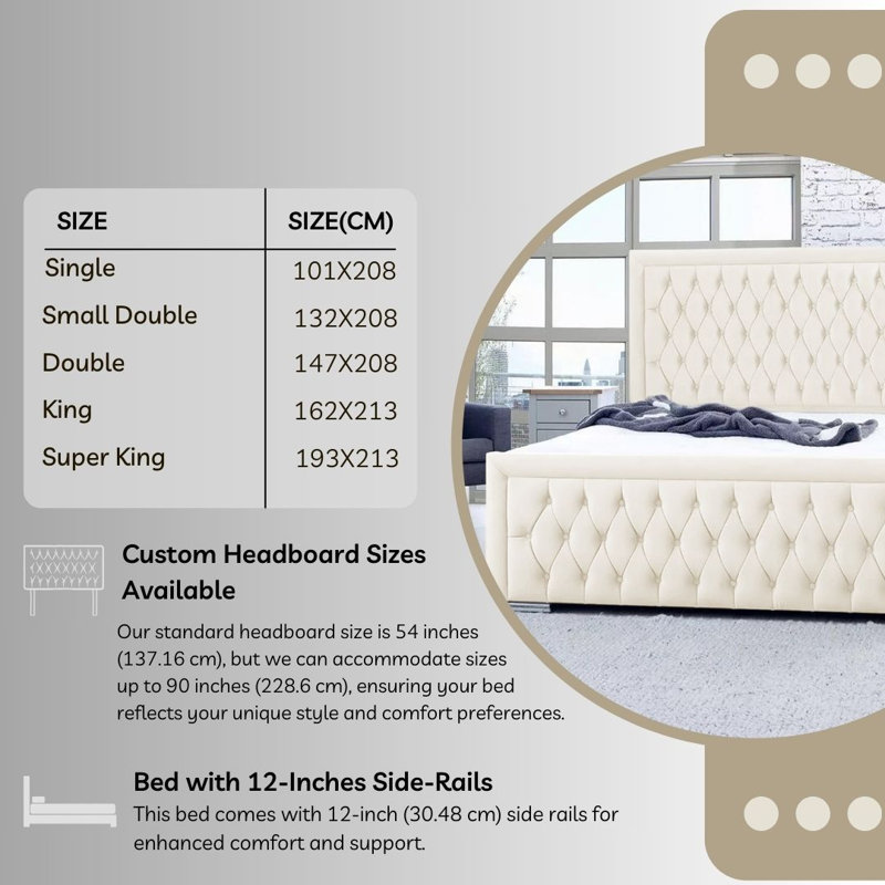 Chanoa Upholstered Ottoman Storage Bed, Cream, Single (3')