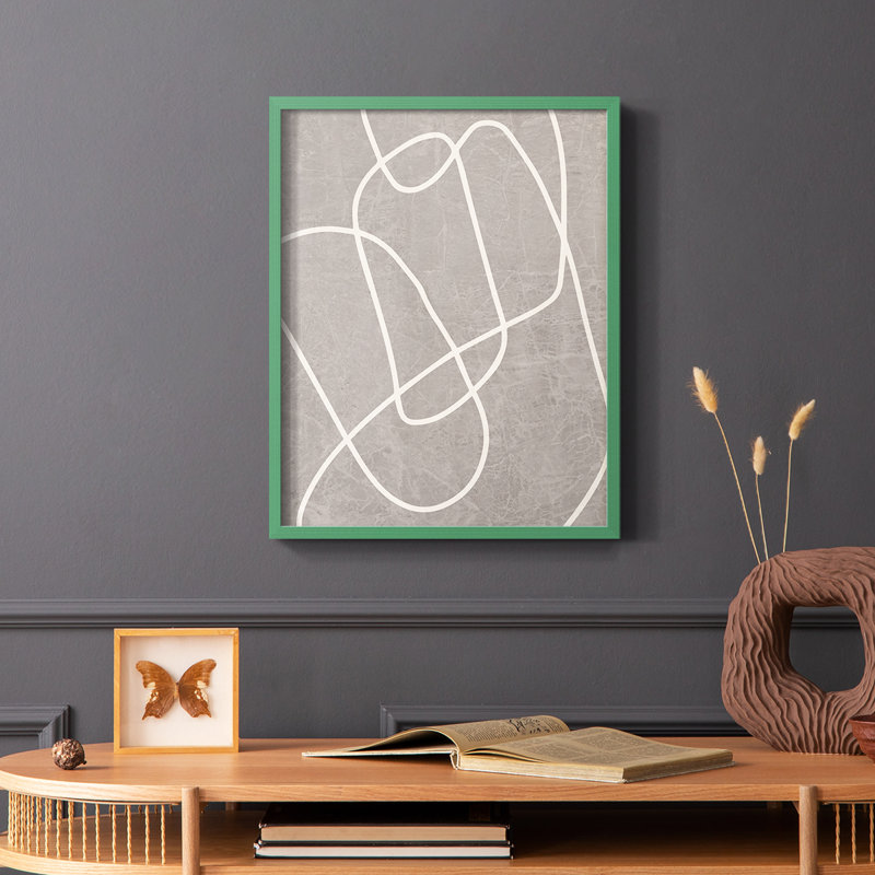 Fissures II, reproduction encadrée - bois massif, H 10 po x l 8 po, Vert