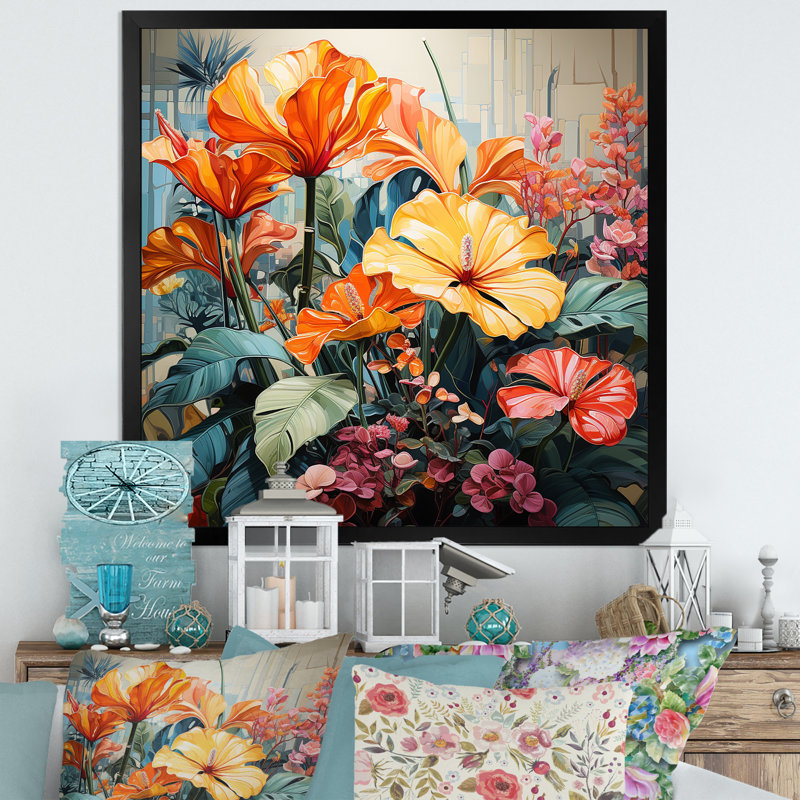 Vibrant Botanical Plants Symphony II, H 16 po x l 16 po x P 1 po, Cadre simple noir