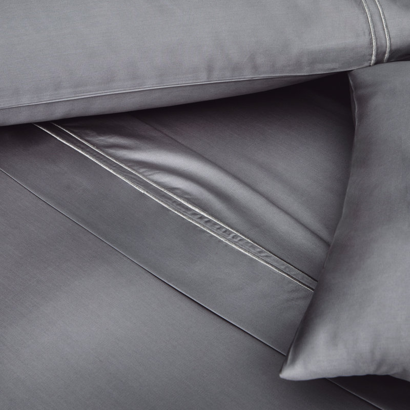 Ensemble de draps-housses en coton de qualité supérieure à densité de tissage 600 fils Supima, Gris foncé