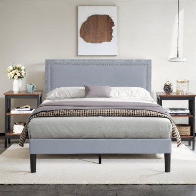 Full Upholstered Bed With 2 Nightstands – Modern Bedroom Set