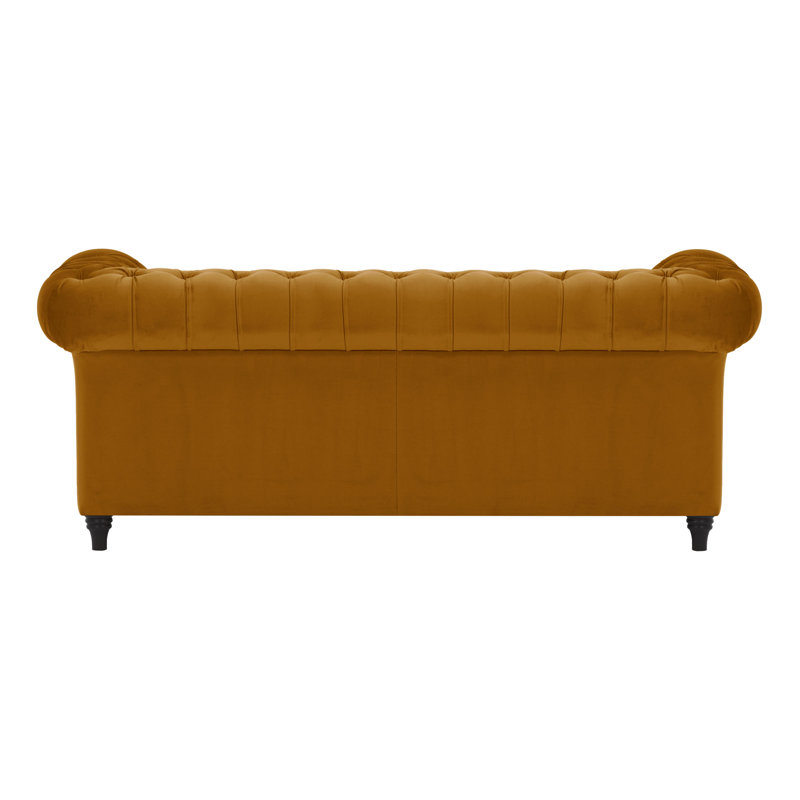 Burks 3 Seater Velvet Sofa, Mustard Yellow