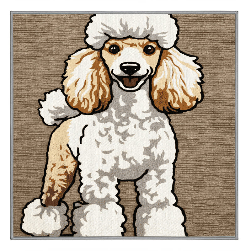 Washable Poodle Dogs Area Rug, Square 3'