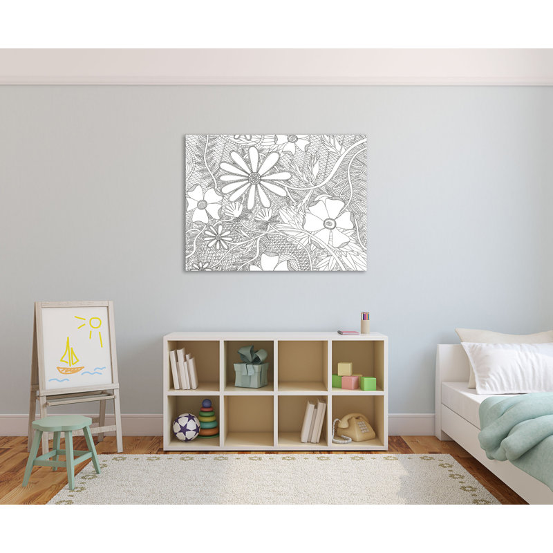 Wild Daisys Less par Pam Varacek - reproduction d'art sur toile tendue, H 28 po x l 42 po x P 1,5 po