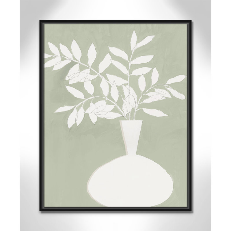 «Sage Vase II» par Aria K, L 23,5 po x H 29,5 po, Framed Canvas, Black Floater