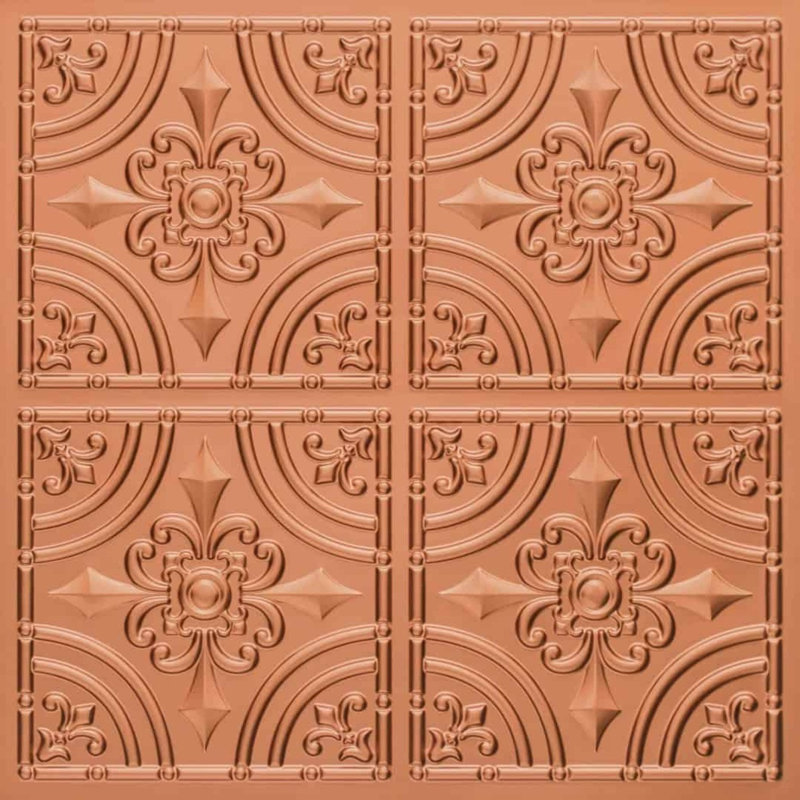 Fer forgé 2 pi X 2 pi Carreau de plafond en PVC à coller, Cuivre