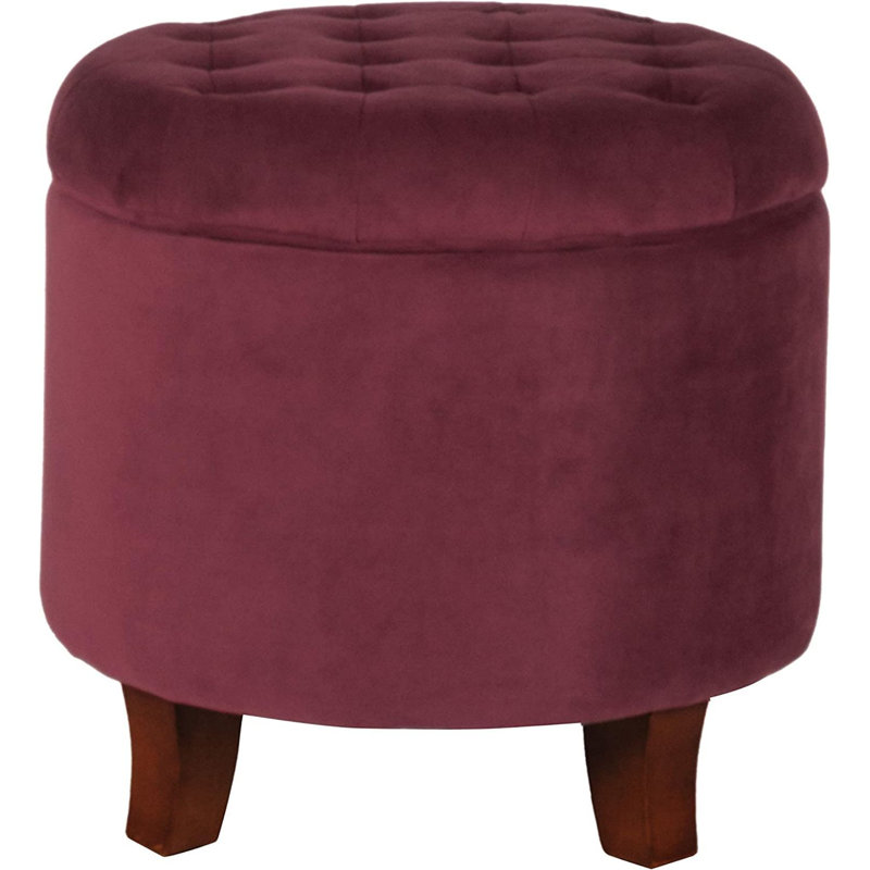 Repose-pieds rond capitonné avec rangement, Mélange de polyester marron