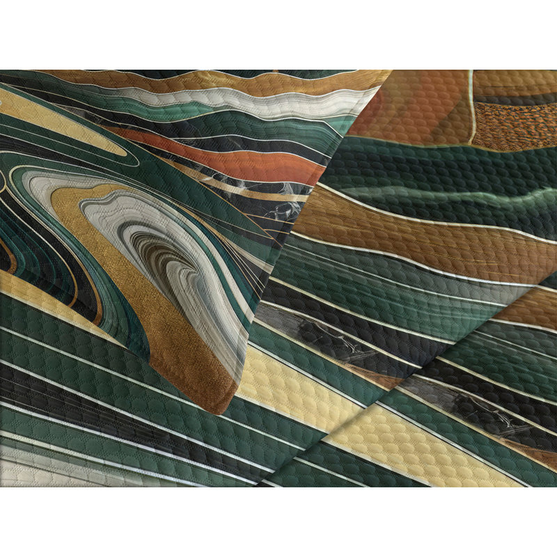 Polyester Abstract Coverlet, King Coverlet / Bedspread + 2 Standard Shams