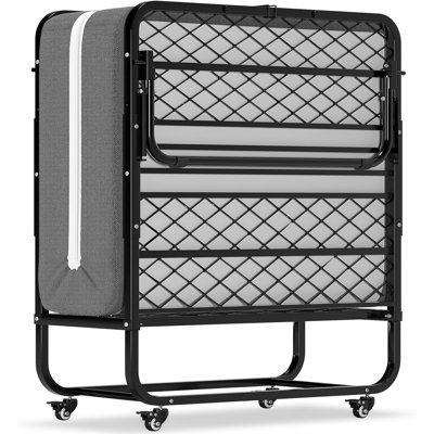 Folding Bed With Mattress 75 X 38 Twin Size Bed Frame Portable Foldable Guest Bed For Adults Rollaway Bed With Wheels Fold Up Bed For Easy Storage And Move- 5'' Luxurious Memory Foam Mattress