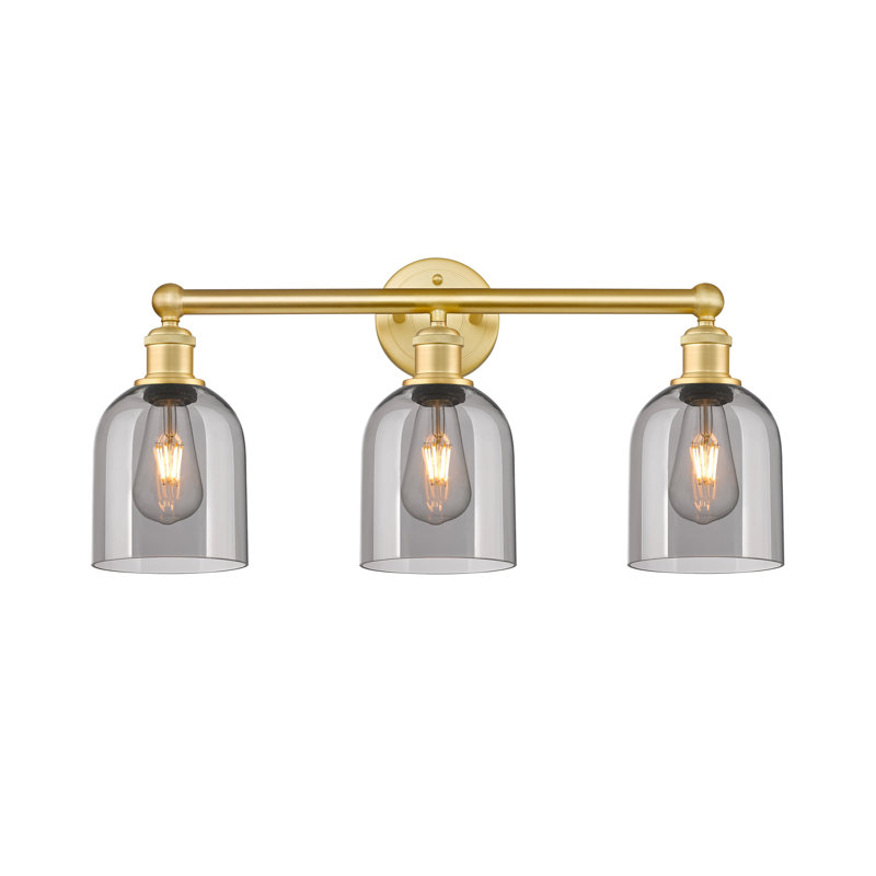 Abat-jour de salle de bain 3 lumières Edison Allysson, Gris fumée clair, Or satiné