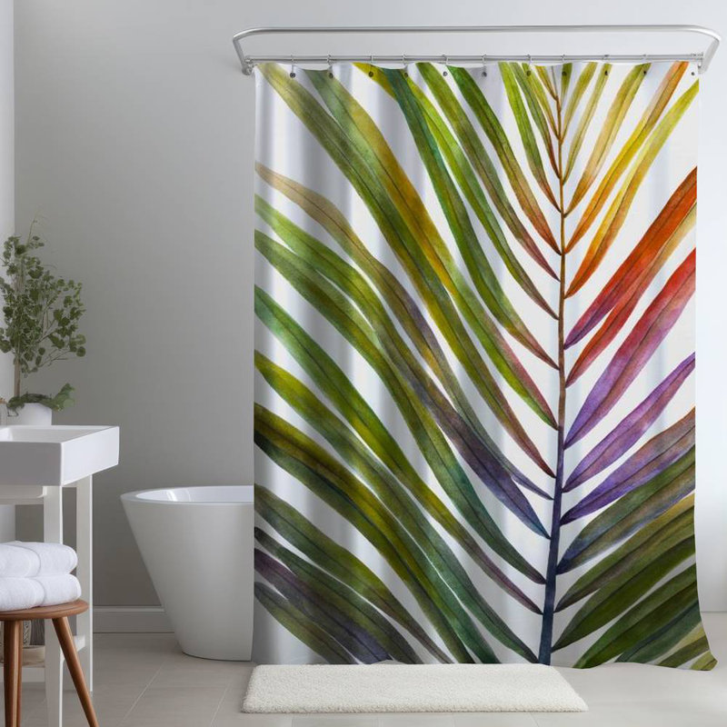 Shower Curtain FL133 – Polyester Shower Curtain, Dye Sublimation Print, 71" W × 74" L, Multicolor Green