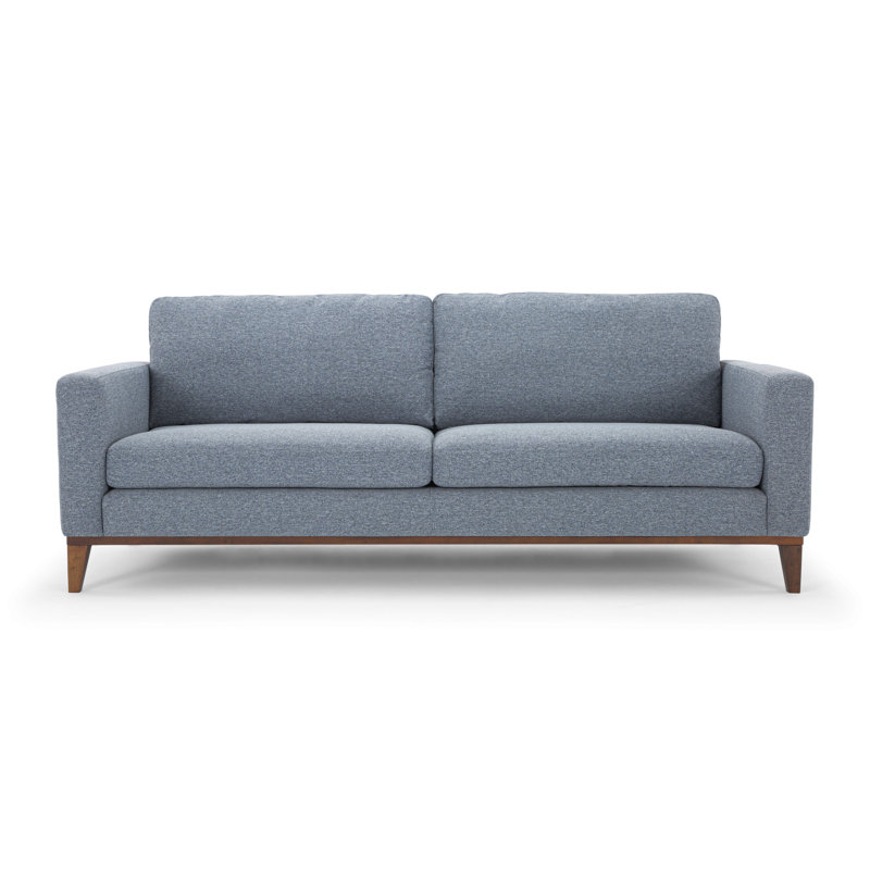 Libra 84'' Upholstered Sofa, Sky Blue Performance Basketweave