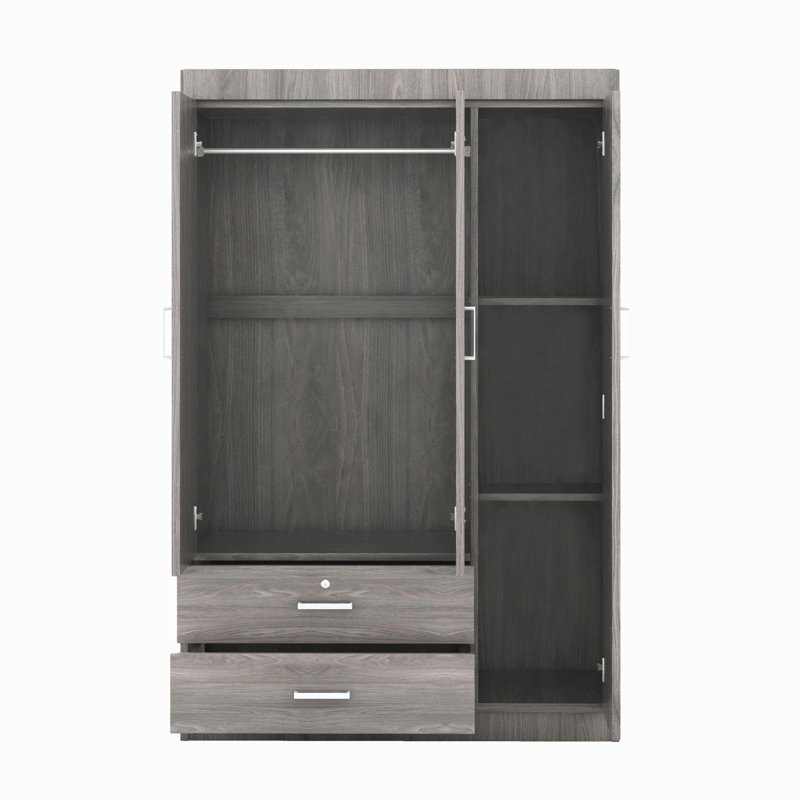 Armoire 3 portes avec 2 tiroirs, Grey