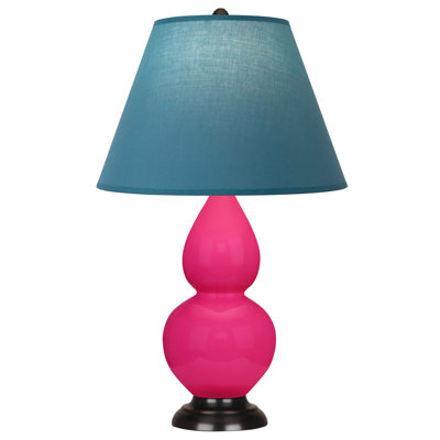 Small Double Gourd Accent Lamp - Sangria, Deep Patina Bronze - Lavender, Plum Shade