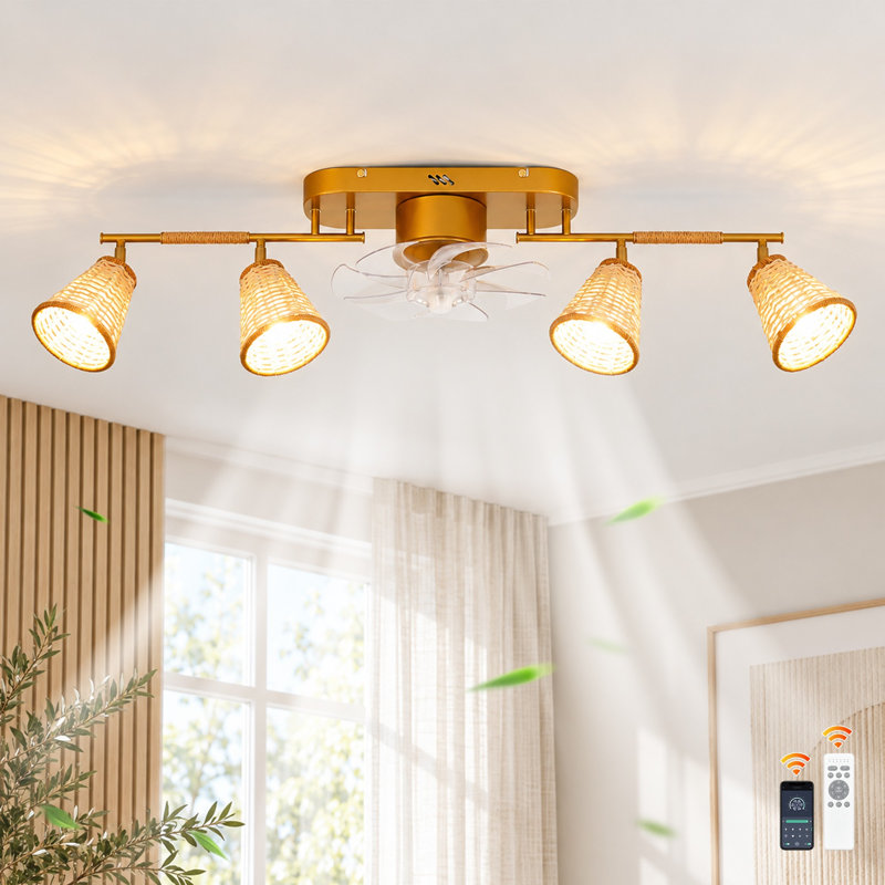 Ventilateur de plafond 40 po à 4 lumières CC 40 po avec télécommande et télécommande