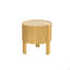 Table d'appoint ronde cannelée avec rangement pour le salon, bois d'hévéa massif, porte à fermeture en douceur, naturel, 19,6 po