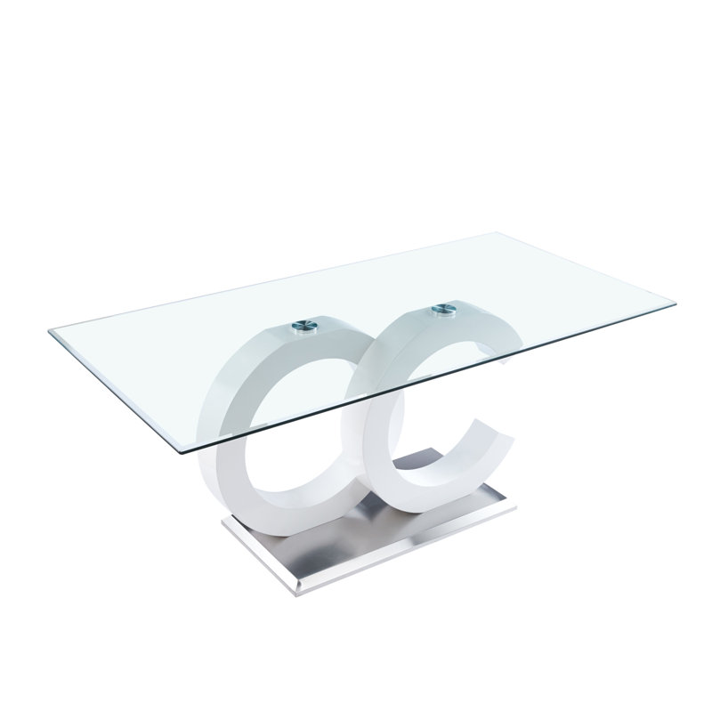 Table en verre trempé transparent. Apportez une expérience de maison confortable à la cuisine, à la chambre à coucher et au bureau.