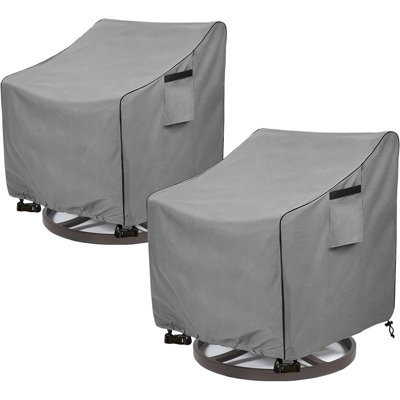 Outdoor Swivel Chair Covers, Waterproof Heavy Duty Patio Furniture Chair Covers For Lawn & Garden Chairs, Weather Resistant, Grey