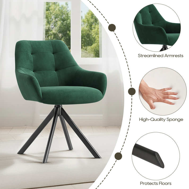48cm H Fabric Upholstered Metal Upholstered Back Armchair, Green, 4