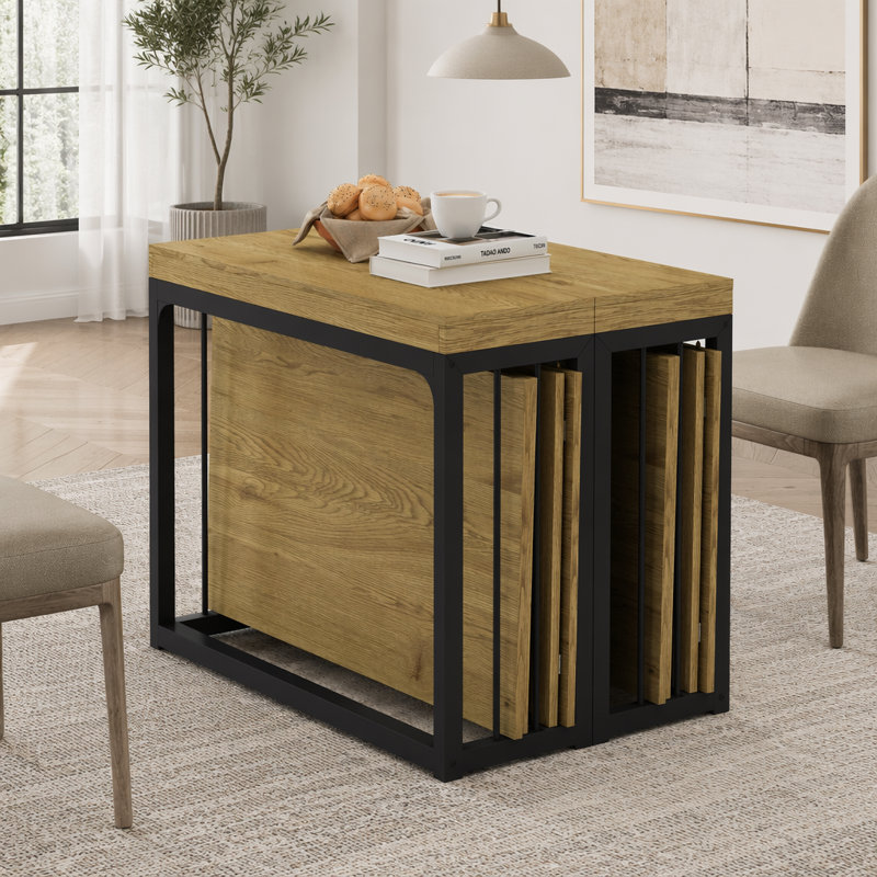23.62"- 118"Modern Extendable Dining Table,Seats 2-10 People, Oak, 118