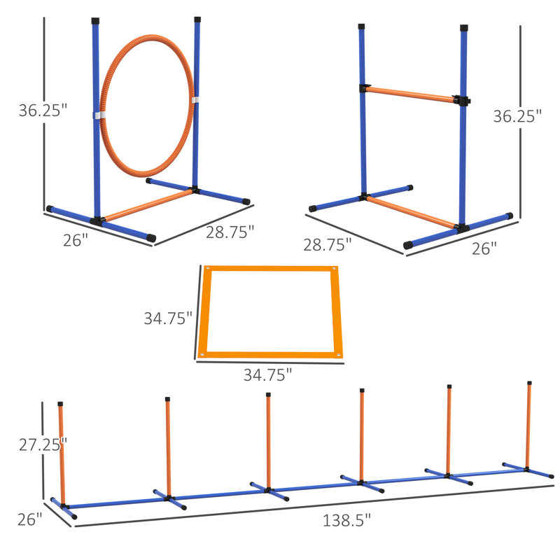 PawHut 4-Piece Orange Dog Agility Training Set
