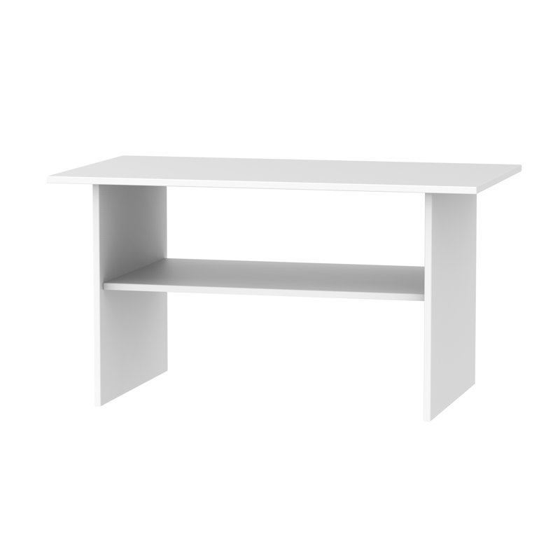 Fully Assembled Ratzlaff Pedestal Coffee Table with Storage, White Gloss