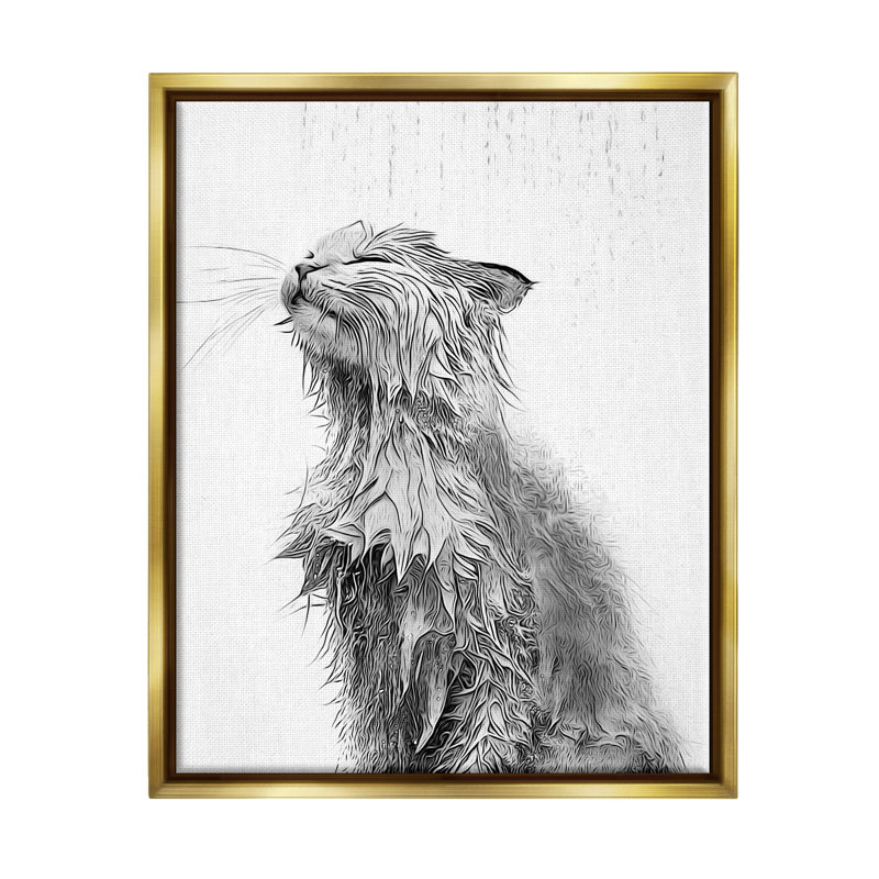 Éclaboussure de chat, H 21 po x l 17 po x P 1,7 po, Cadre flottant métallique doré