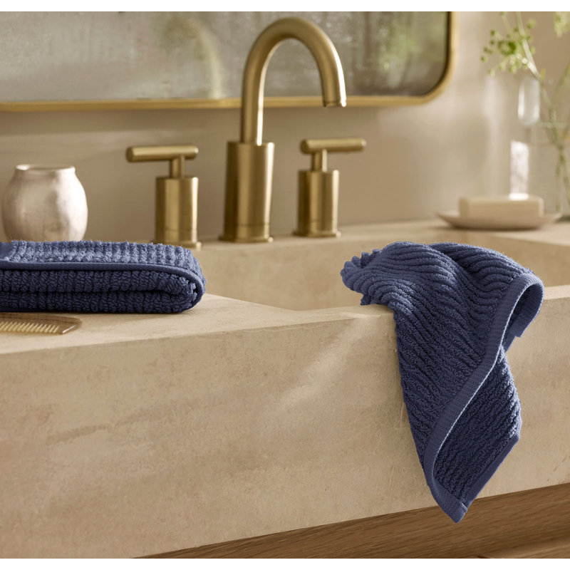 Turkish Ribbed Bath Sheet Set, Coastal Navy, 6 Pieces: 2 Bath Sheet, 2 Washcloth, 2 Hand Towel