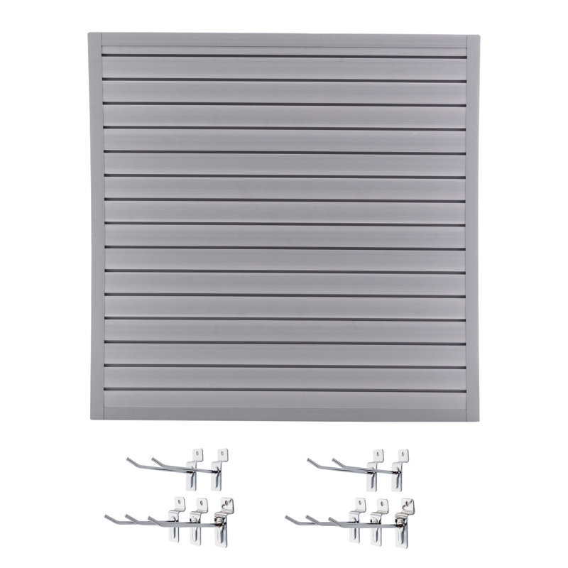 Système d'organisation de maison et de garage à panneaux en lattes de PVC de qualité supérieure avec conception modulaire et facile à installer. Finition grise