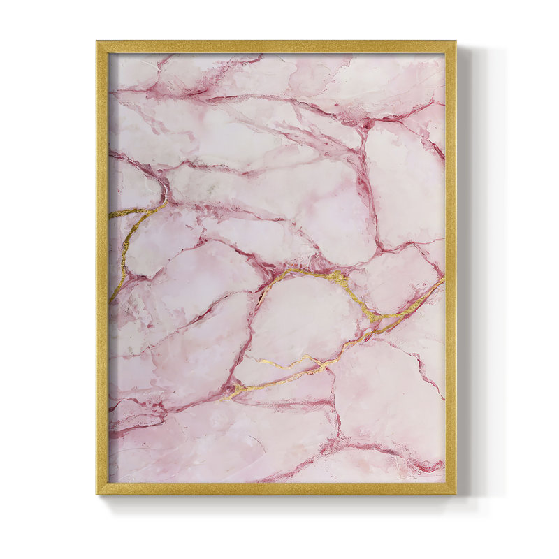 Rose Marble I, reproduction encadrée - bois massif, Or, H 28 po x l 22 po
