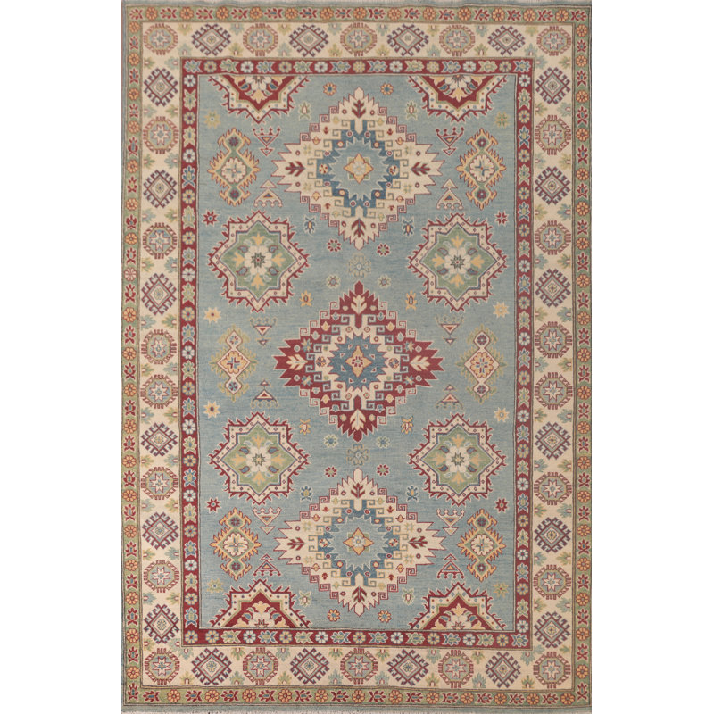 Light Blue Kazak Oriental Area Rug 10