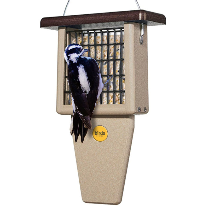 Taupe and Brown Recycled Plastic Hanging Suet Bird Feeder