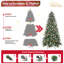 Arbre de Noël 9 pi avec branches enneigées, baies rouges, pommes de pin, conception à charnières et support en métal robuste-2135694859-2135694857