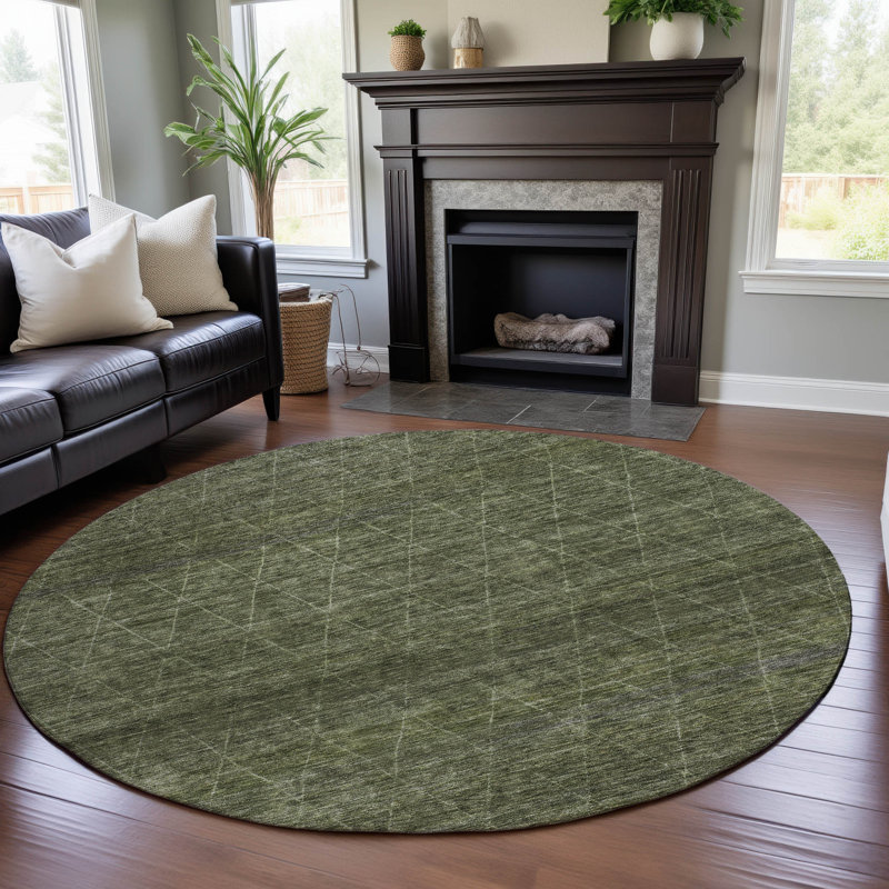 Premium Machine Washable Kent AMF1165 Geometric Rug, Round 8'