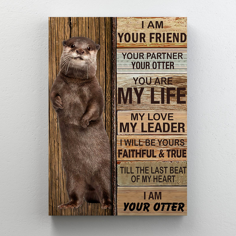 Loutre avec citations - Art textuel sur toile tendue, H 14 po x l 11 po x P 2 po