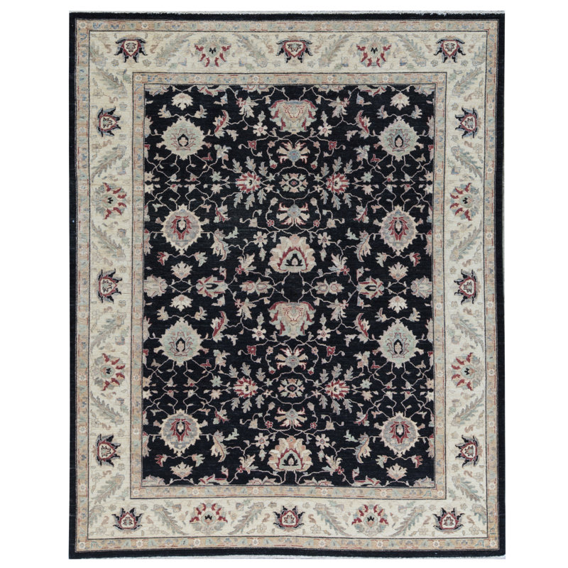 Zarbof Wool Oriental Area Rug in Black