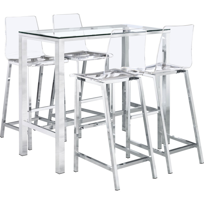 Moderne 5 repas avec garniture, plateau rectangulaire en verre et sièges en acrylique transparent pour une ambiance élégante
