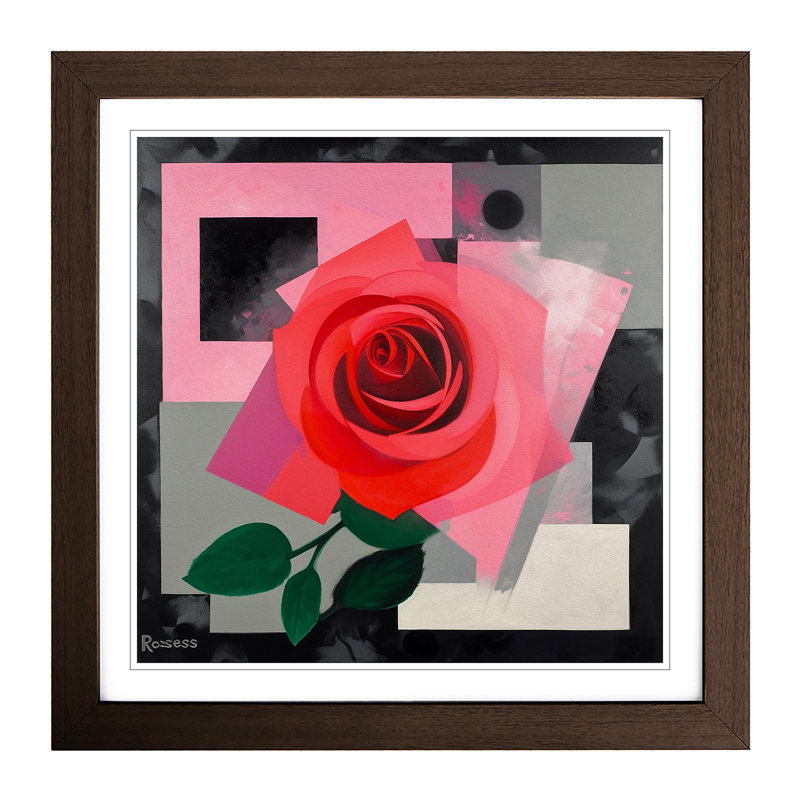Rose Suprematism No.5 - Framed Print, Walnut
