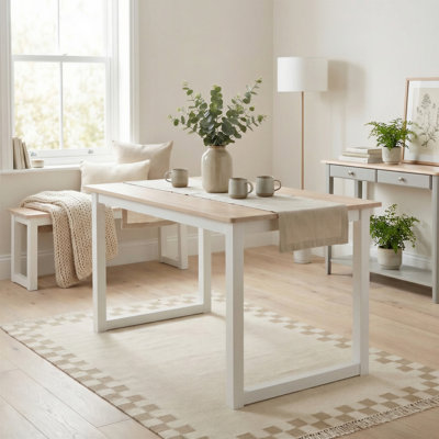 Banc de salle à manger en bois blanc Tobery