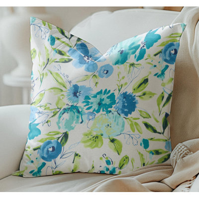 Housse de coussin floral turquoise