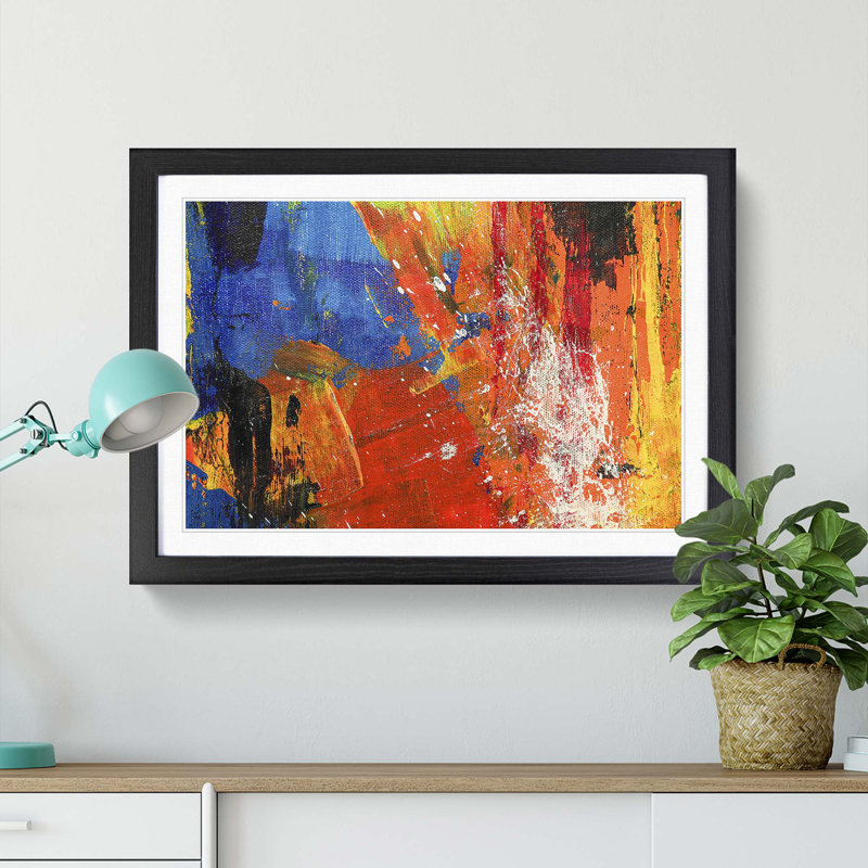 Abstract Art Painting Vol.27 by S.Johnson - Picture Frame Painting Print, 62cm H x 87cm W x 2cm D, Black Framed