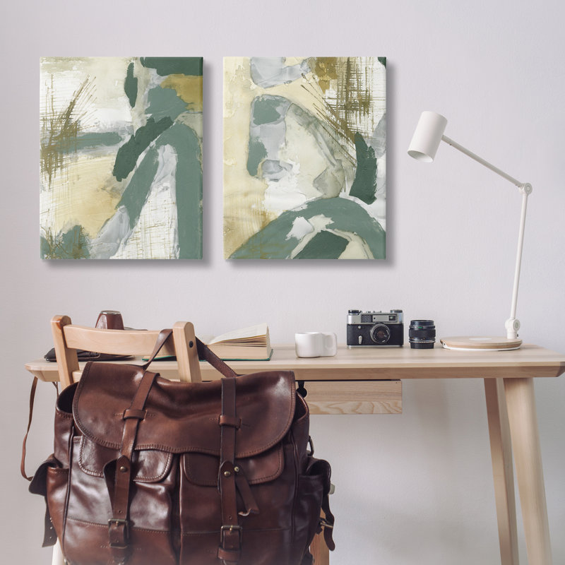  «Rustic Abstraction in Neutrals», ensemble de 2 toiles murales par Vanna Lam, H 30 po x l 24 po